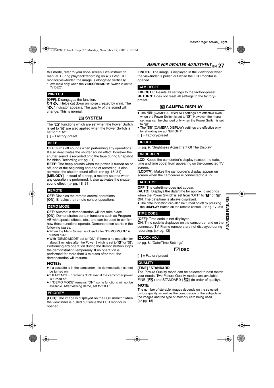 Pg. 27), Pg. 27 | JVC GR-D74 User Manual | Page 27 / 56