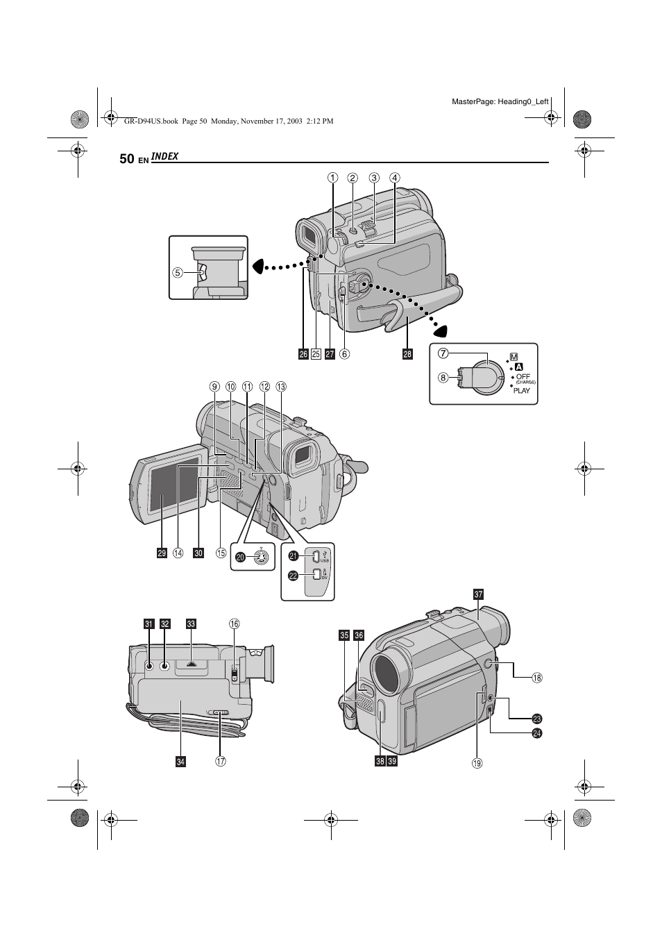 Index | JVC GR-D74 User Manual | Page 50 / 56