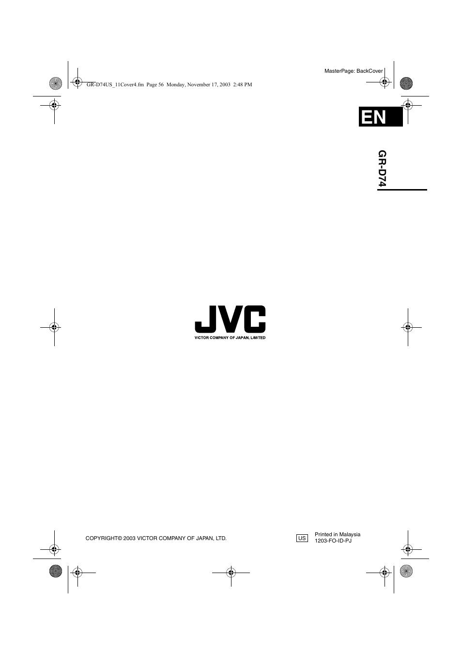 JVC GR-D74 User Manual | Page 56 / 56