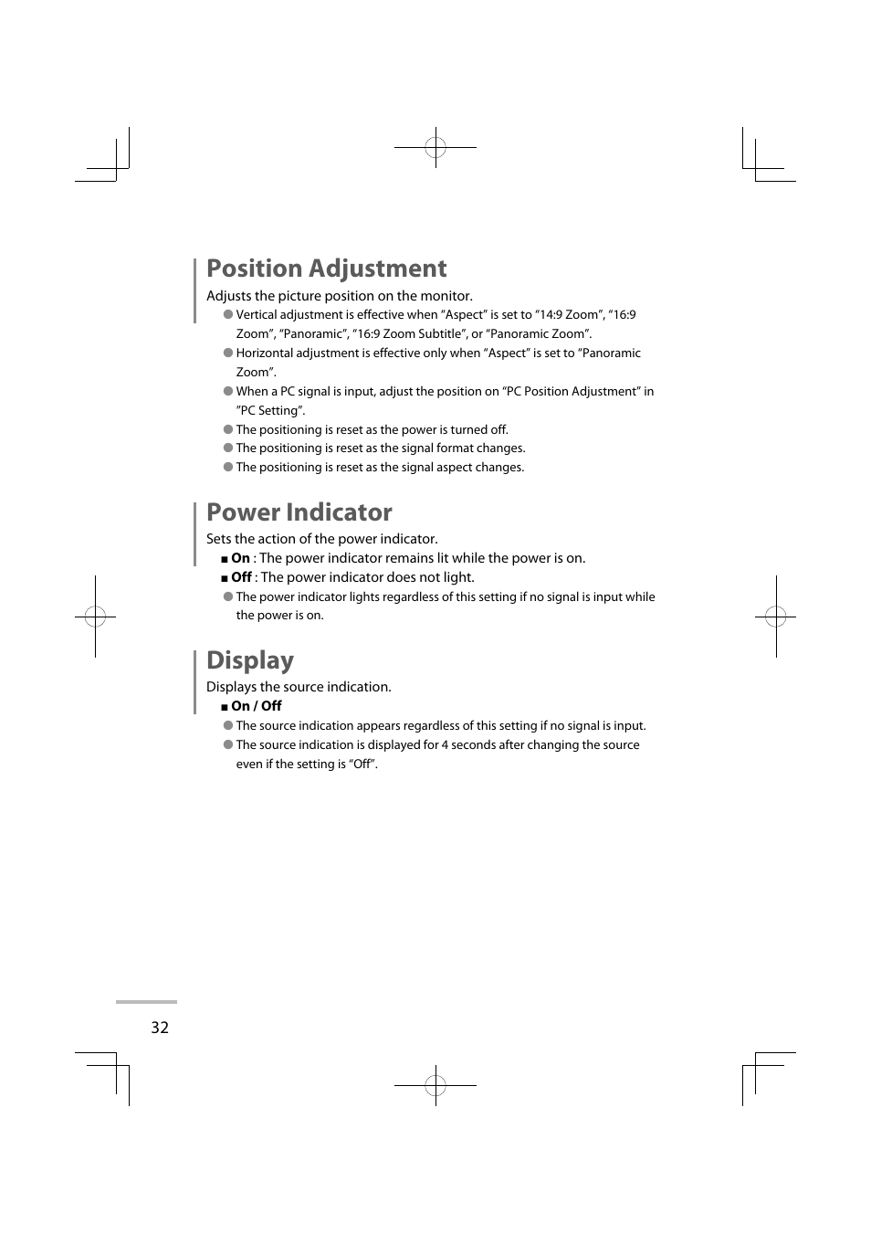 Position adjustment, Power indicator, Display | JVC LT-42WX70EU User Manual | Page 118 / 204