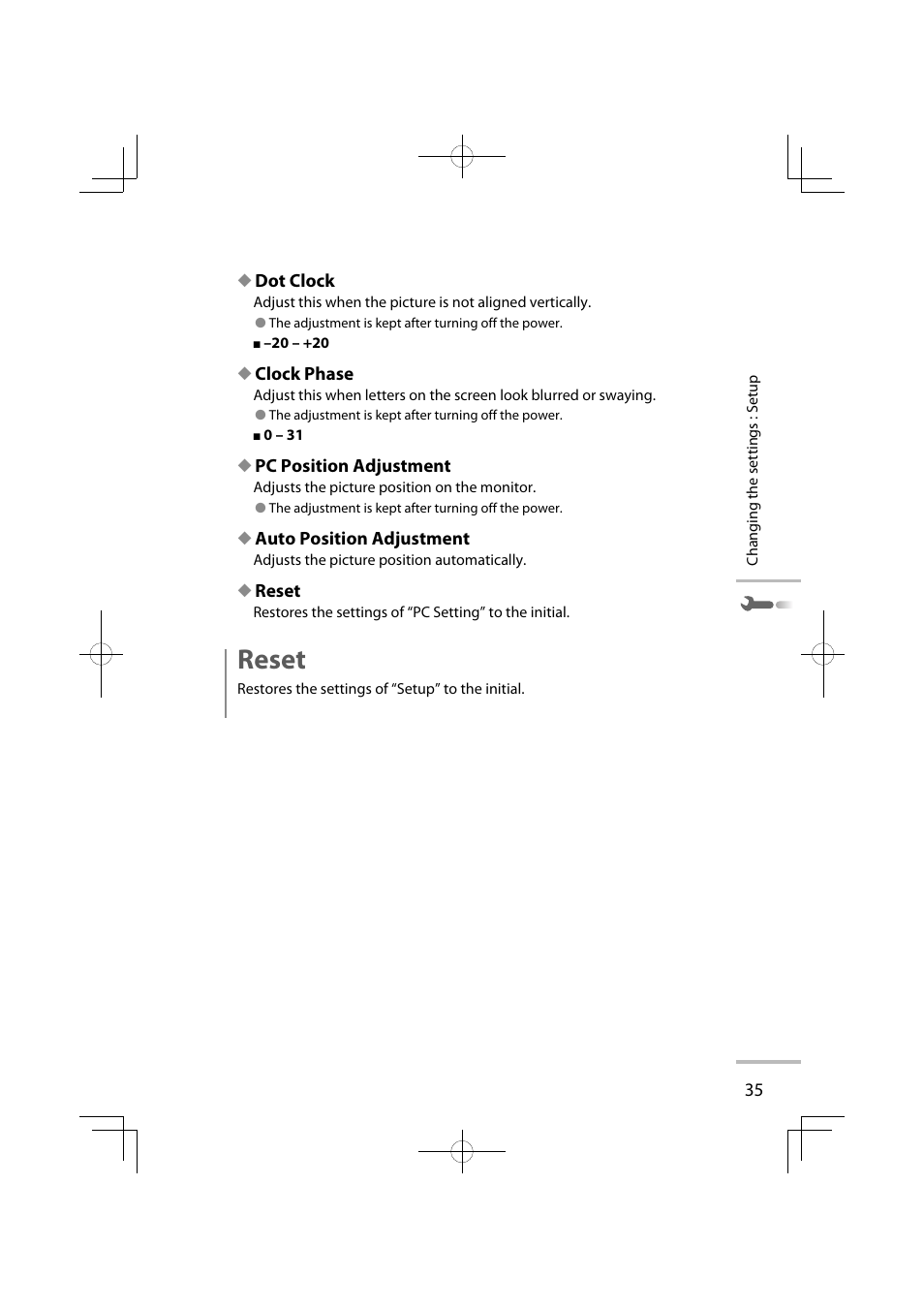 Reset | JVC LT-42WX70EU User Manual | Page 189 / 204
