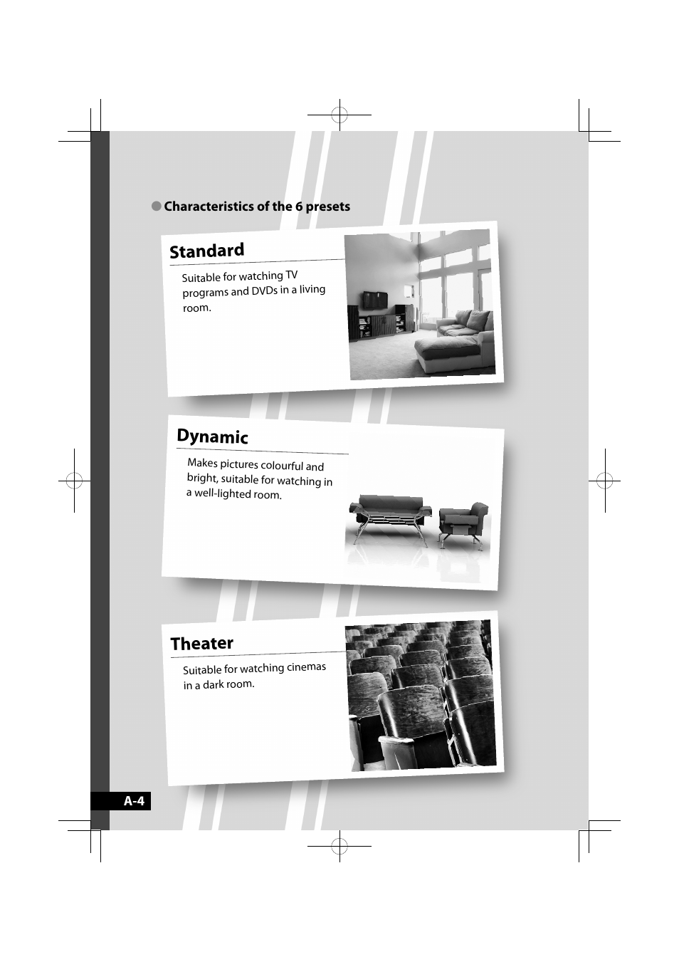 Theater, Dynamic, Standard | JVC LT-42WX70EU User Manual | Page 24 / 204