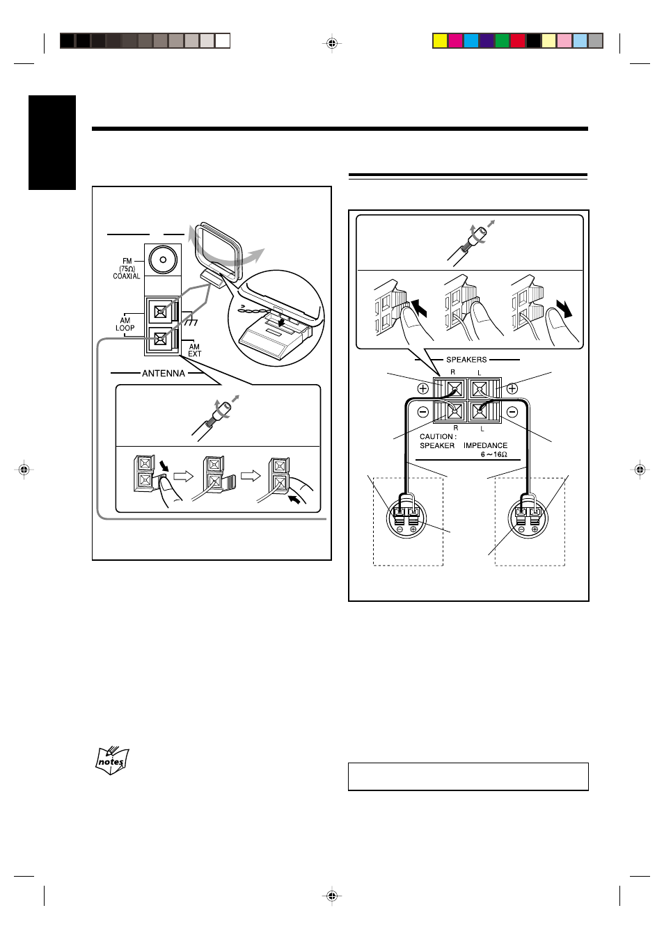 English 1 2 3 4, Connecting speakers | JVC NX-CDR7 User Manual | Page 12 / 58