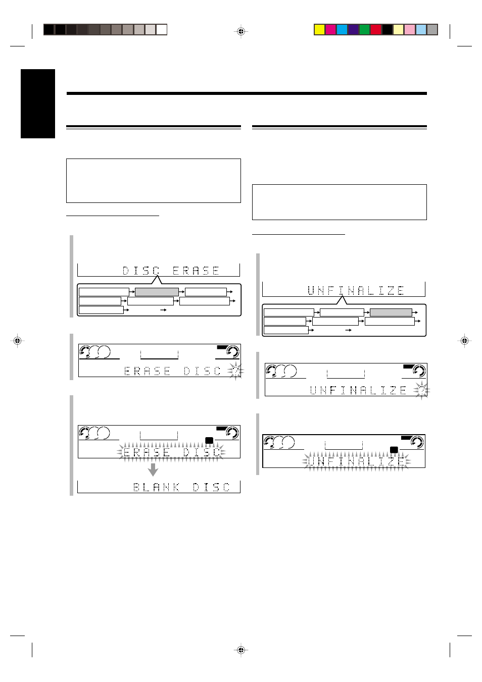 English, Unfinalizing a disc (only for cd-rw), Erasing all tracks (only for cd-rw) | JVC NX-CDR7 User Manual | Page 46 / 58