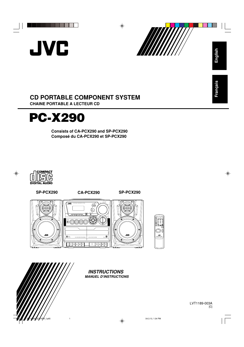 C version, Pc-x290, Cd portable component system | Instructions | JVC PC-X290 User Manual | Page 26 / 48