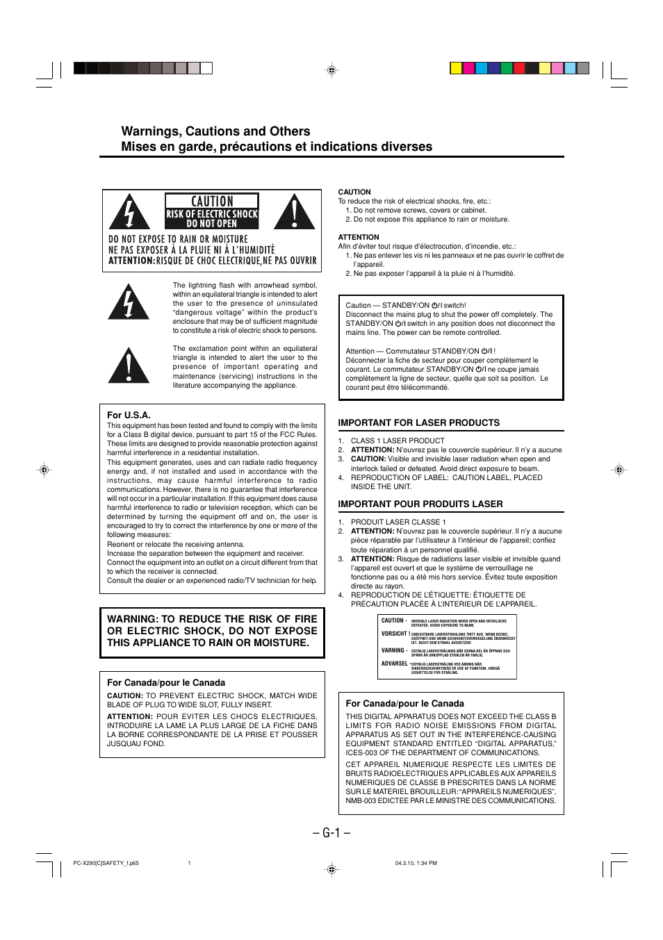 Warnings, cautions and others | JVC PC-X290 User Manual | Page 27 / 48