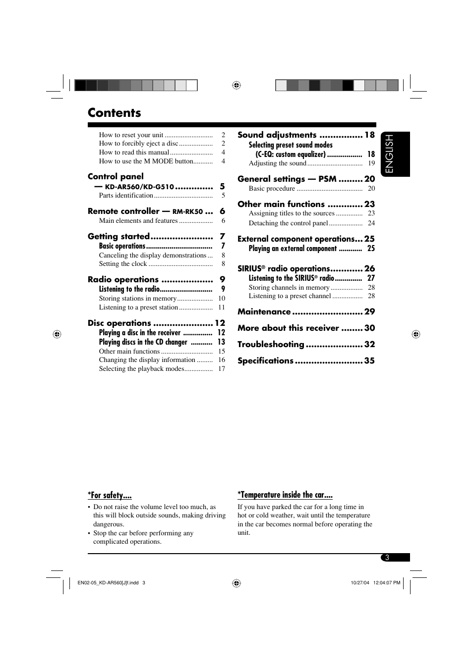 JVC KD-AR560 User Manual | Page 3 / 105