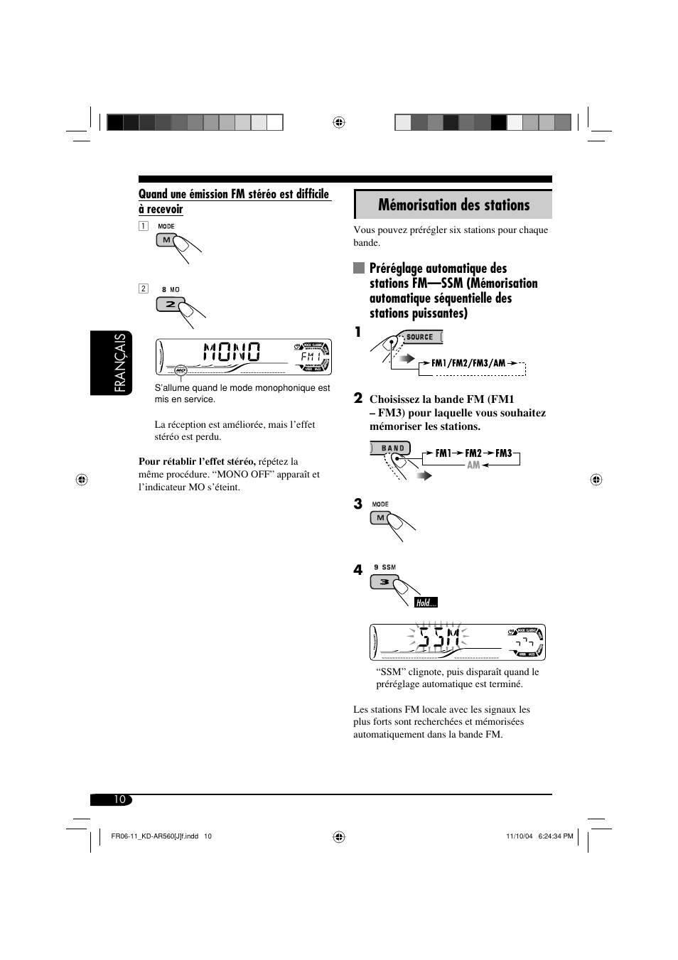 Mémorisation des stations, Français | JVC KD-AR560 User Manual | Page 78 / 105