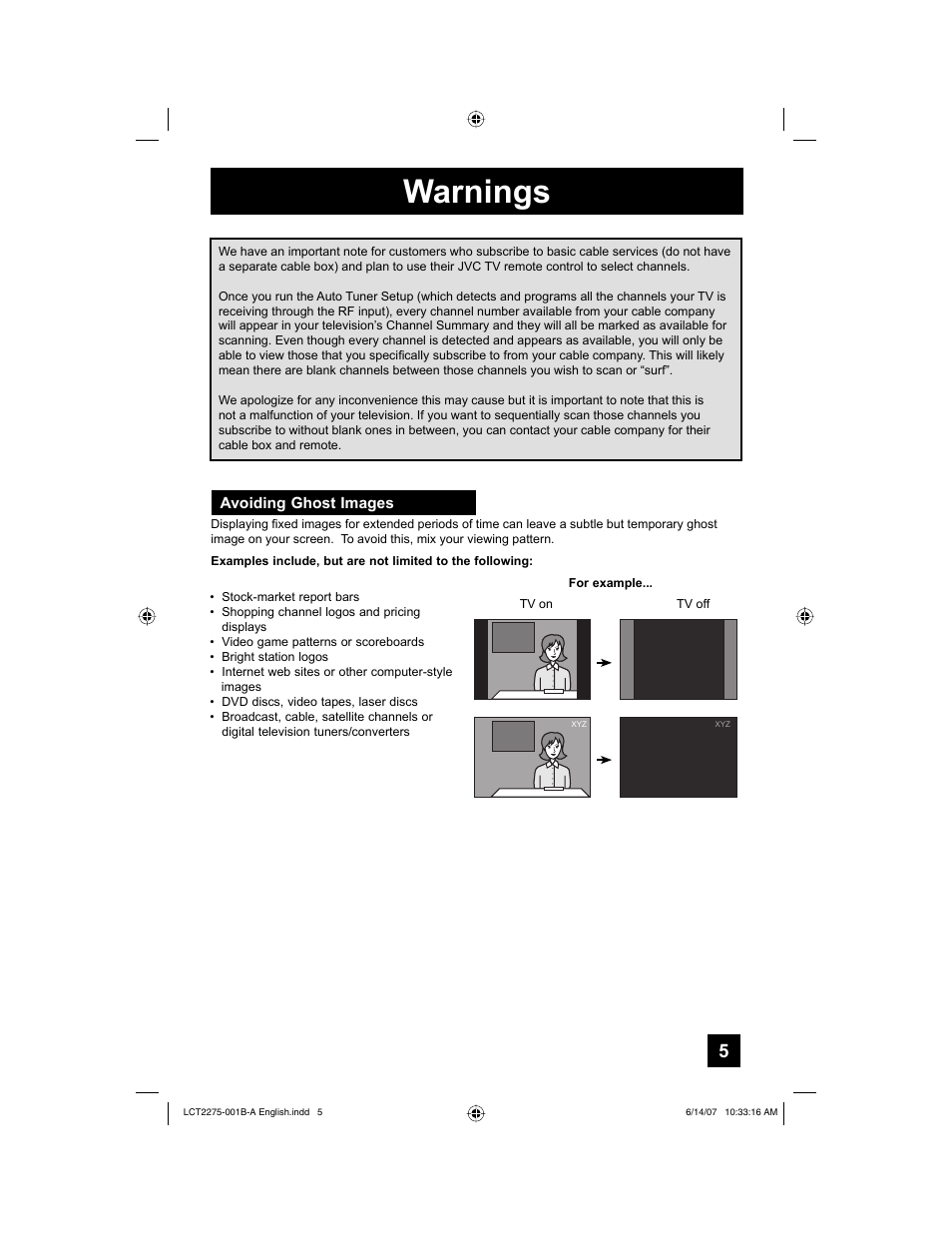 Warnings | JVC RM-C1450 User Manual | Page 5 / 81
