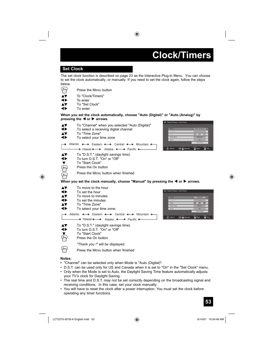 Clock/timers, Set clock | JVC RM-C1450 User Manual | Page 53 / 81