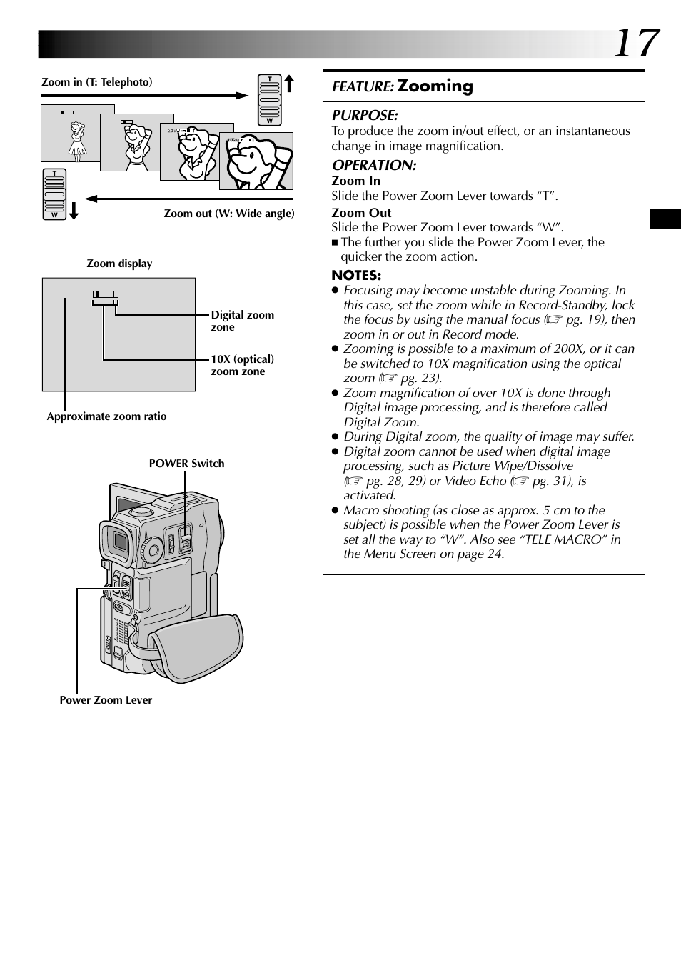 Zooming | JVC LYT0633-001A User Manual | Page 17 / 76