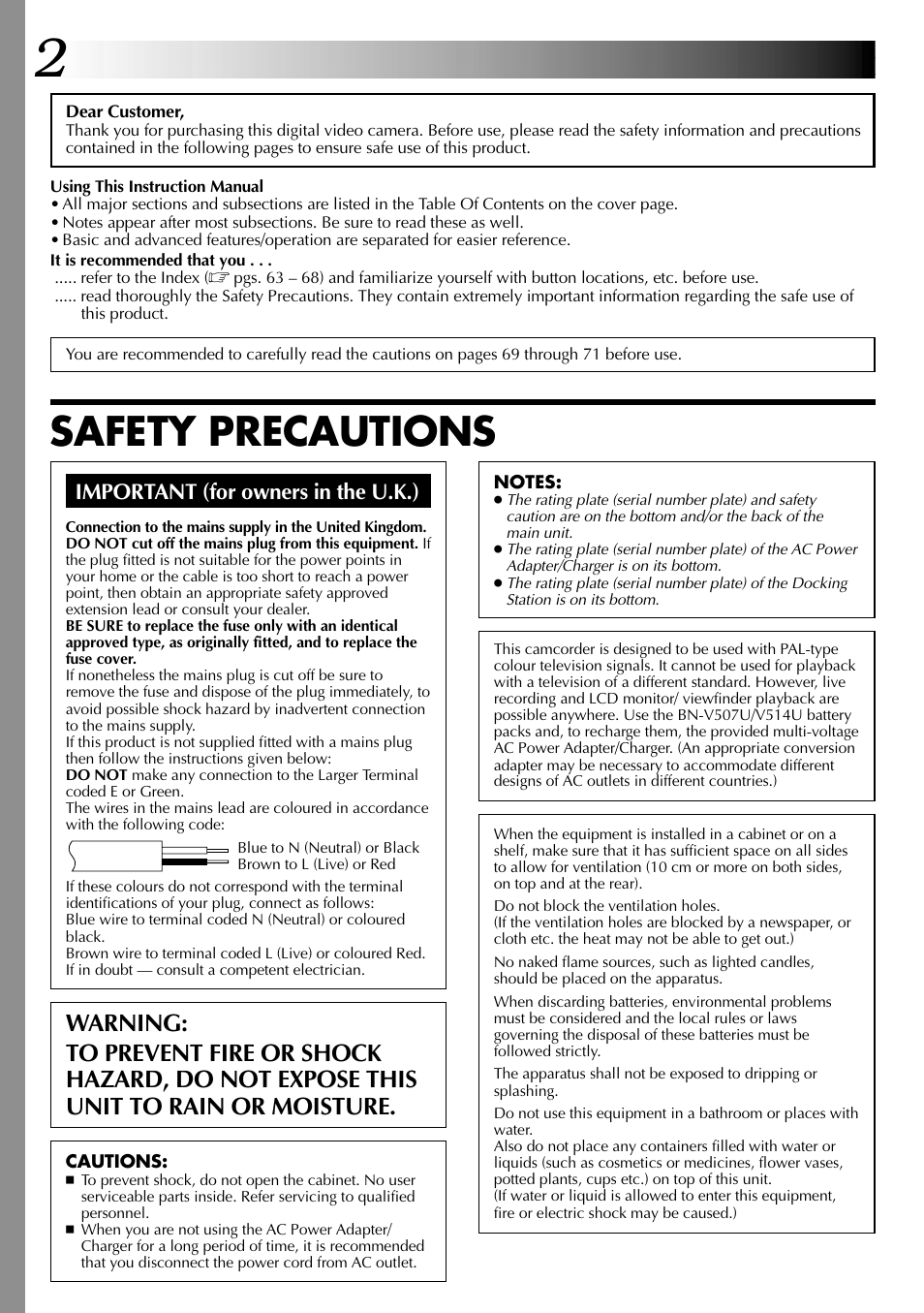 Safety precautions | JVC LYT0633-001A User Manual | Page 2 / 76