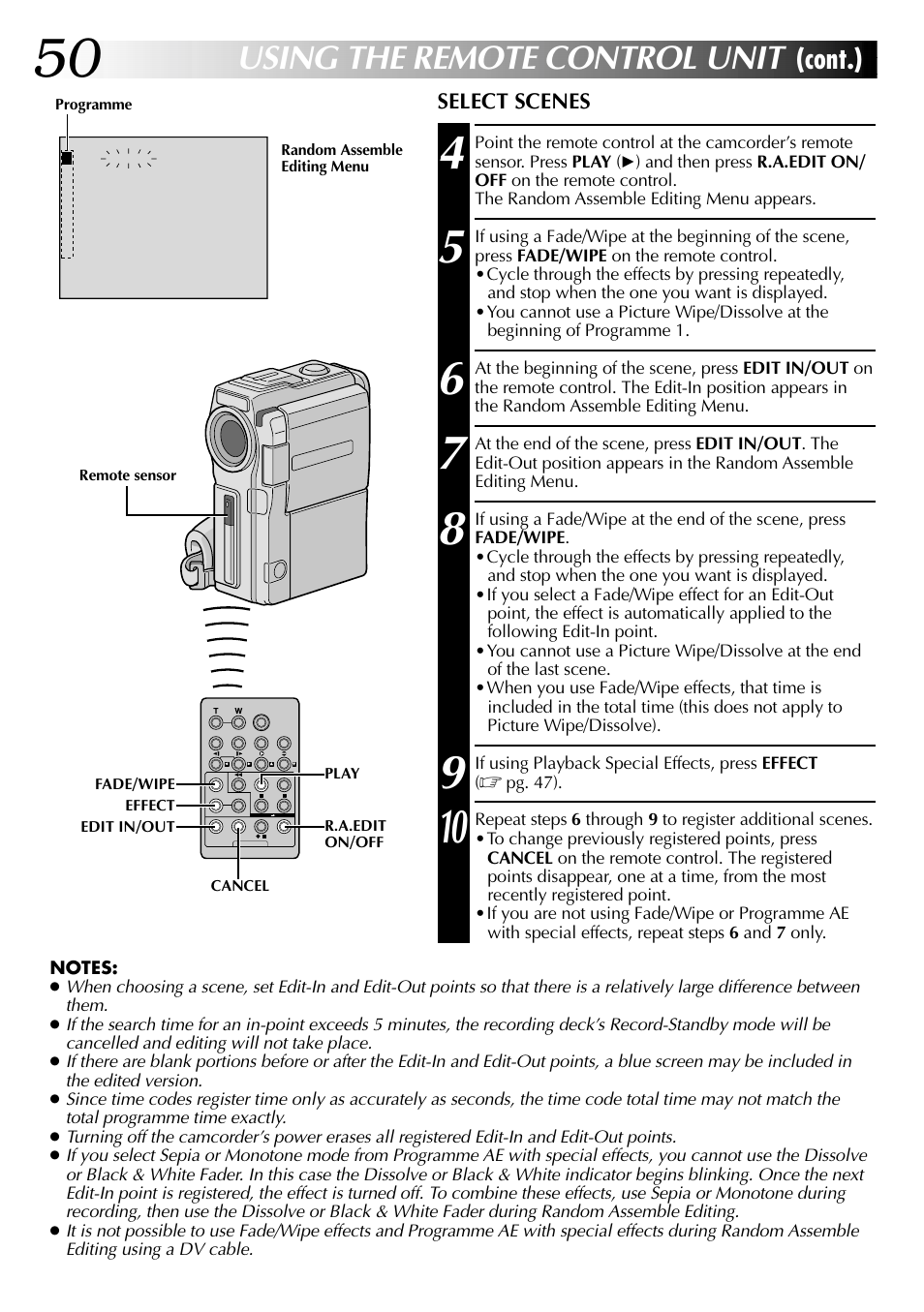 Using the remote control unit, Cont.) | JVC LYT0633-001A User Manual | Page 50 / 76