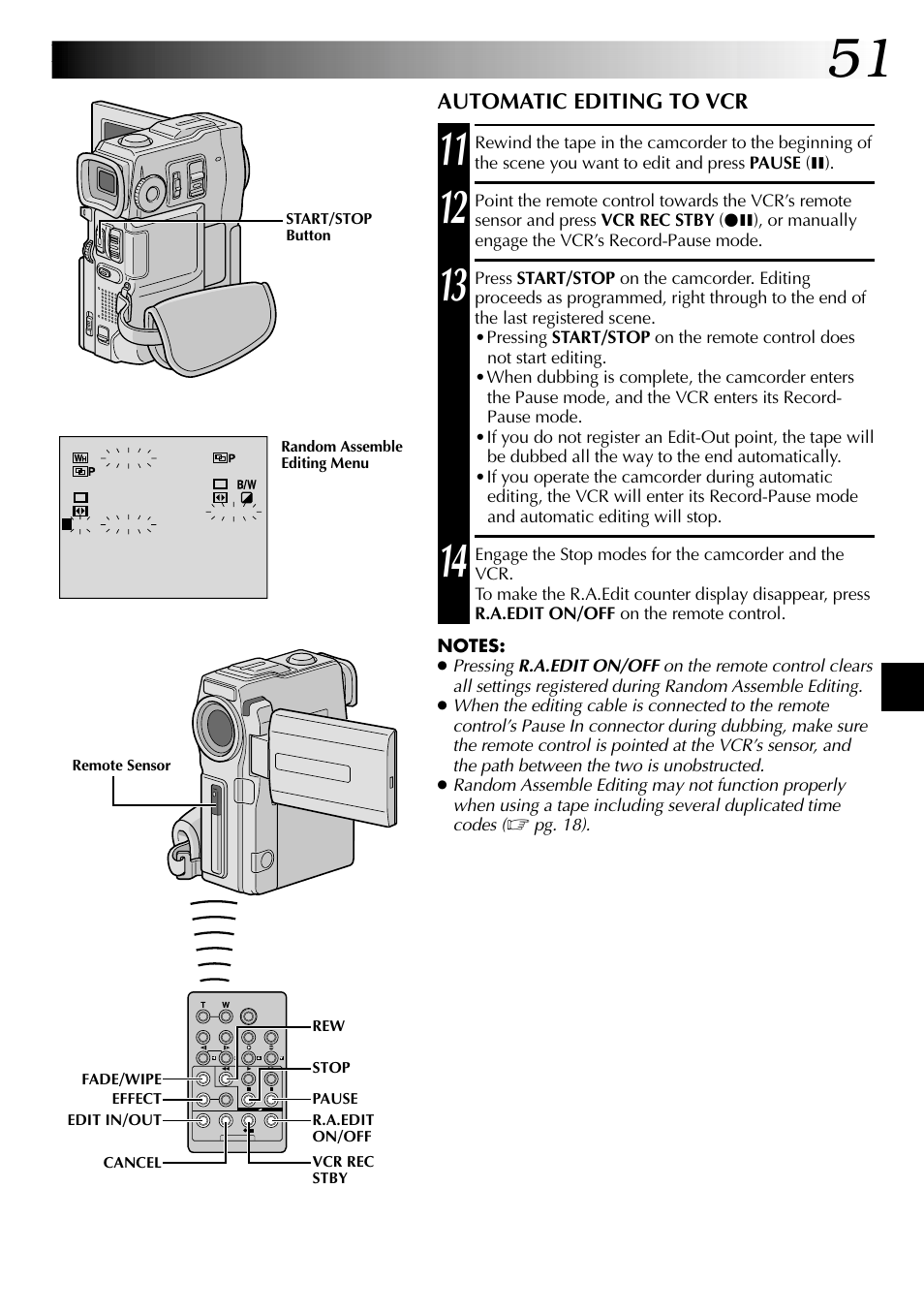 Automatic editing to vcr | JVC LYT0633-001A User Manual | Page 51 / 76