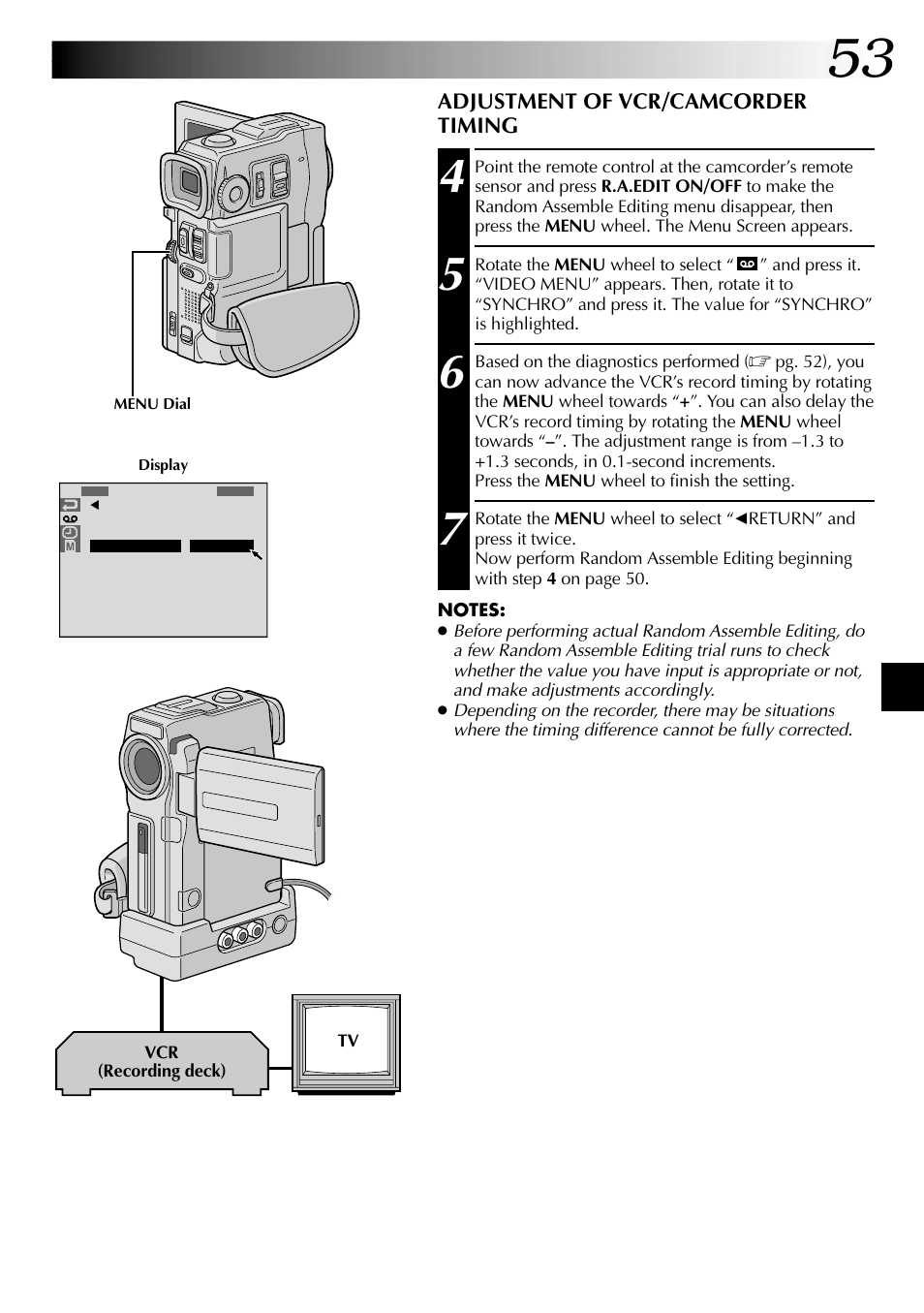 Adjustment of vcr/camcorder timing | JVC LYT0633-001A User Manual | Page 53 / 76