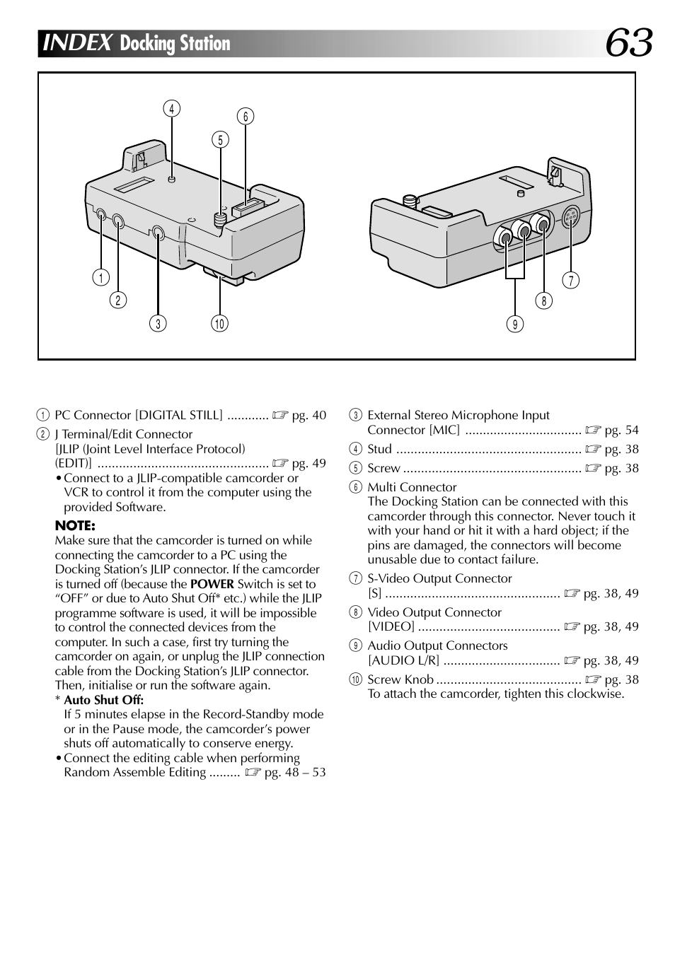 Index, Docking station | JVC LYT0633-001A User Manual | Page 63 / 76