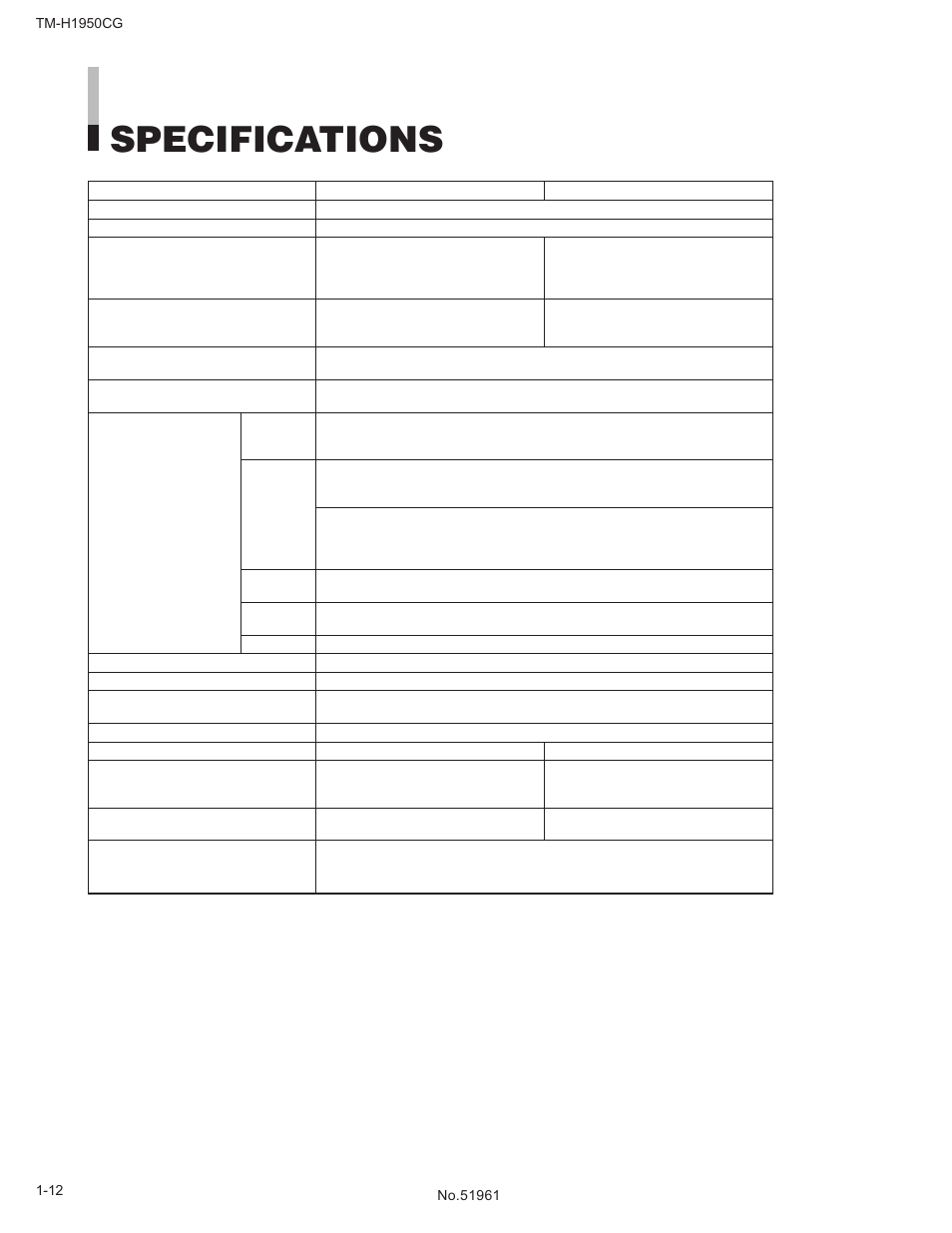 Specifications | JVC TM-H1950CG User Manual | Page 12 / 16