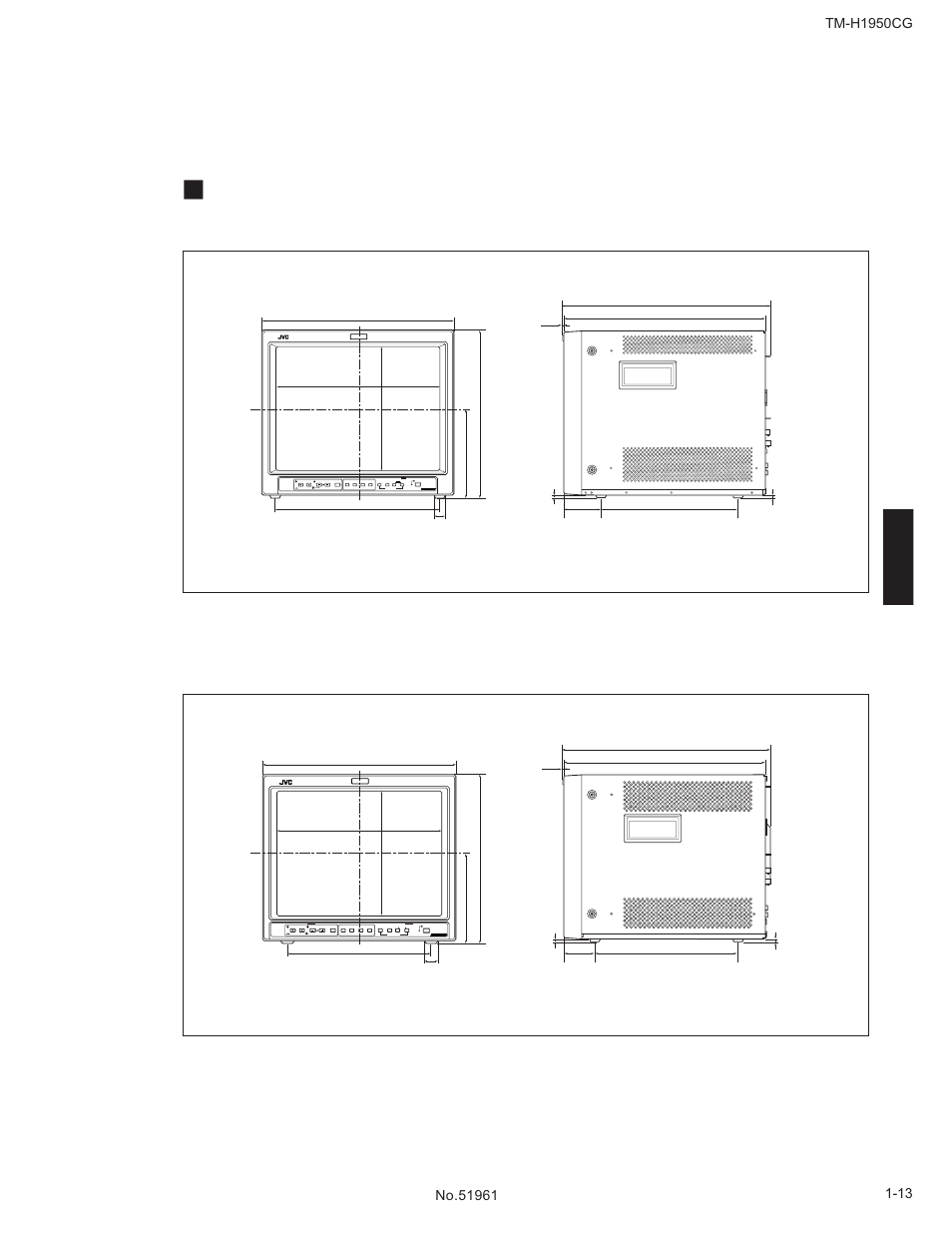 Dimensions | JVC TM-H1950CG User Manual | Page 13 / 16