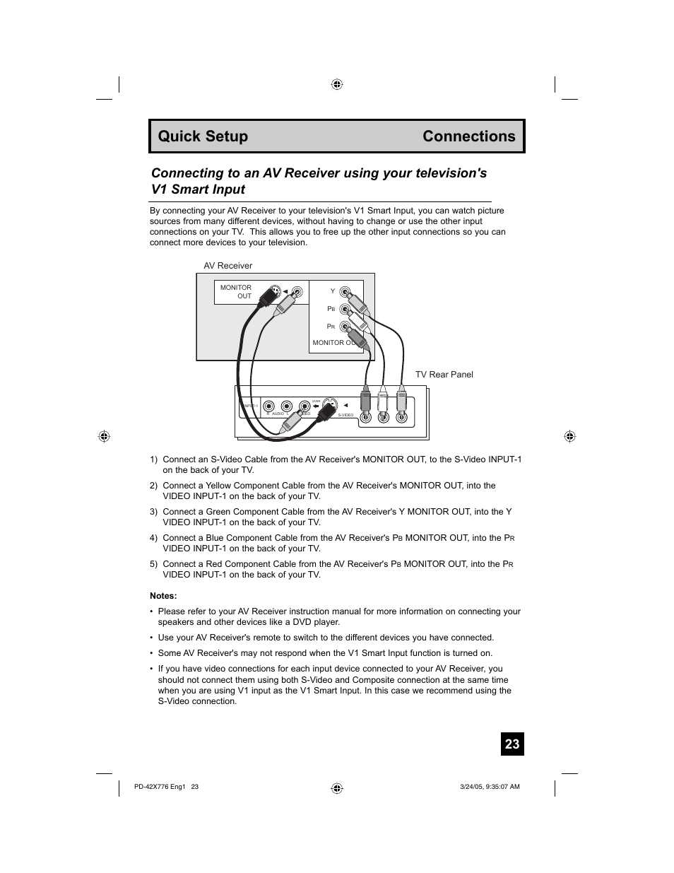 Quick setup connections | JVC 0305TNH-II-IM User Manual | Page 23 / 92