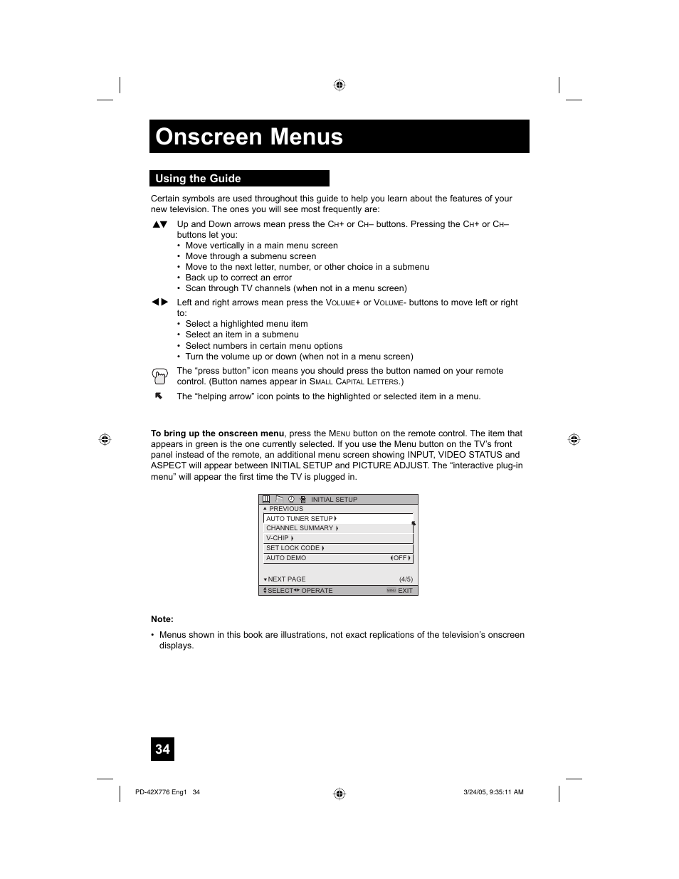 Onscreen menus, Using the guide | JVC 0305TNH-II-IM User Manual | Page 34 / 92