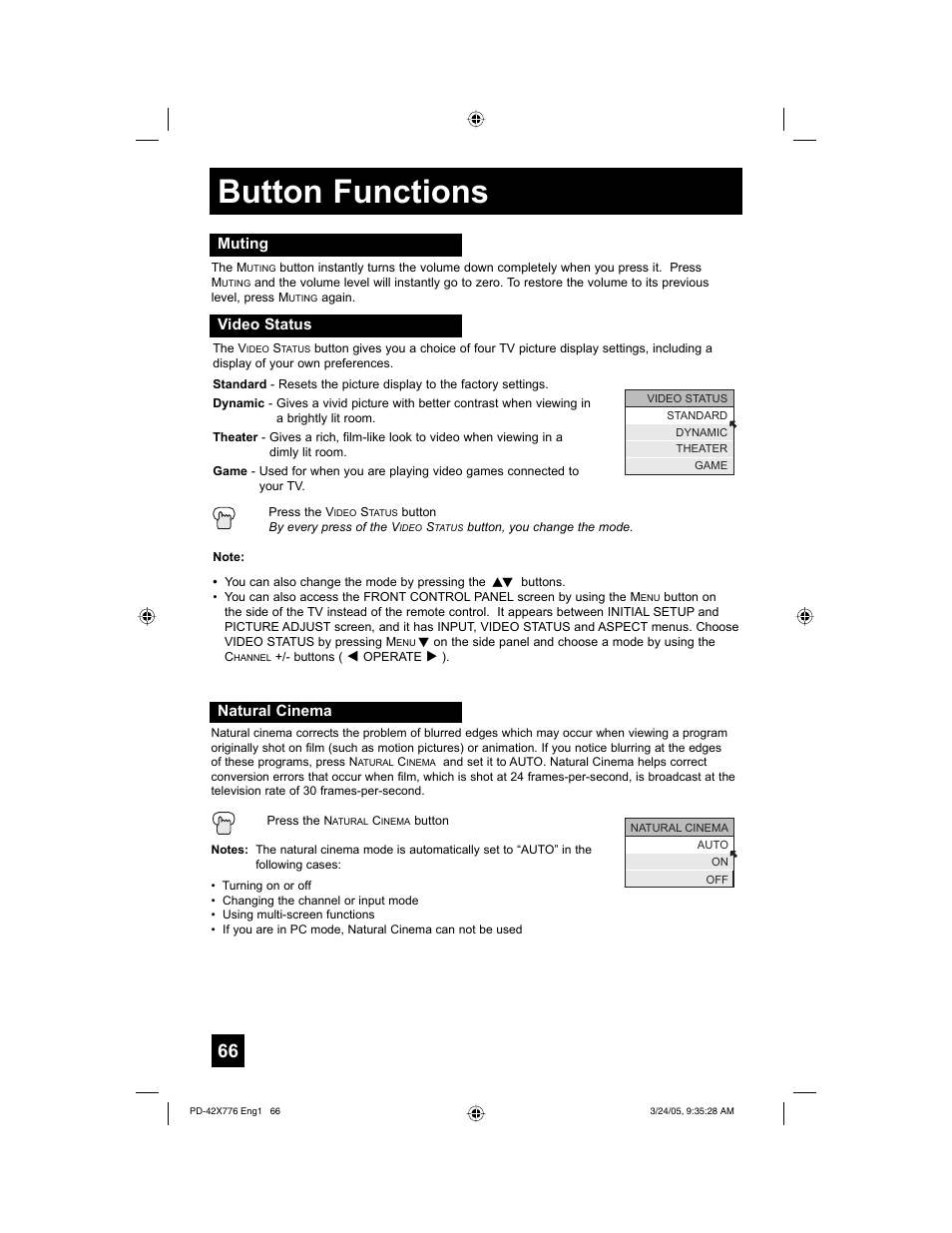 Button functions | JVC 0305TNH-II-IM User Manual | Page 66 / 92