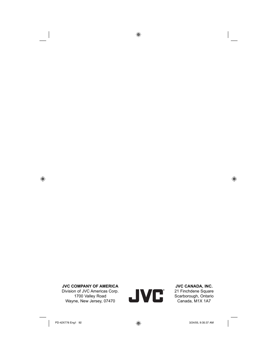 JVC 0305TNH-II-IM User Manual | Page 92 / 92