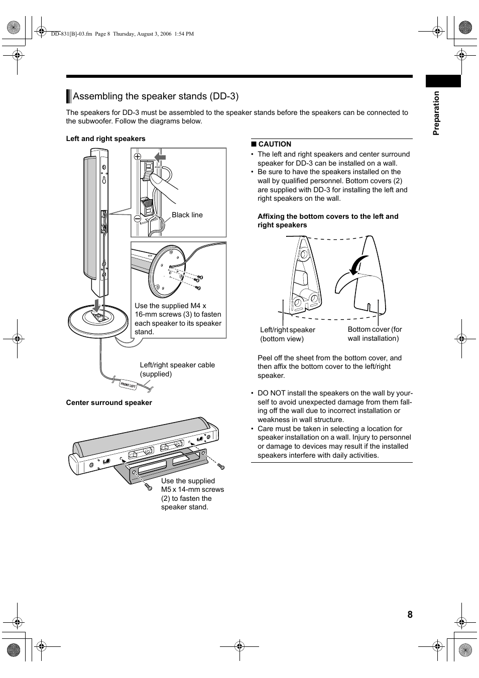 Assembling the speaker stands (dd-3) | JVC DD-1 User Manual | Page 13 / 64