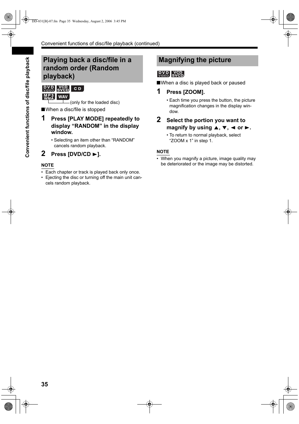 Magnifying the picture | JVC DD-1 User Manual | Page 40 / 64