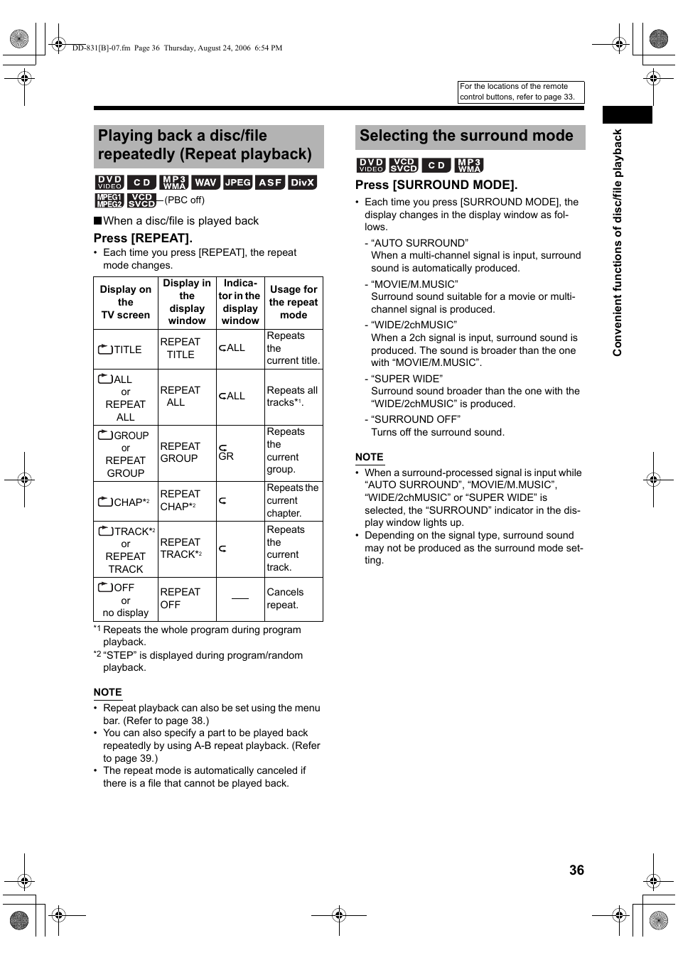 Selecting the surround mode | JVC DD-1 User Manual | Page 41 / 64