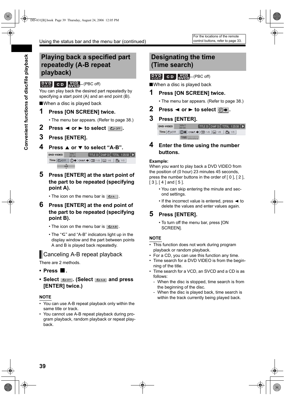 Designating the time (time search) | JVC DD-1 User Manual | Page 44 / 64