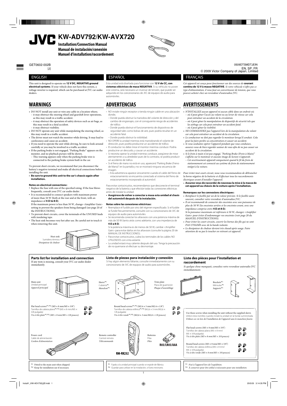 JVC GET0602-002B User Manual | 6 pages