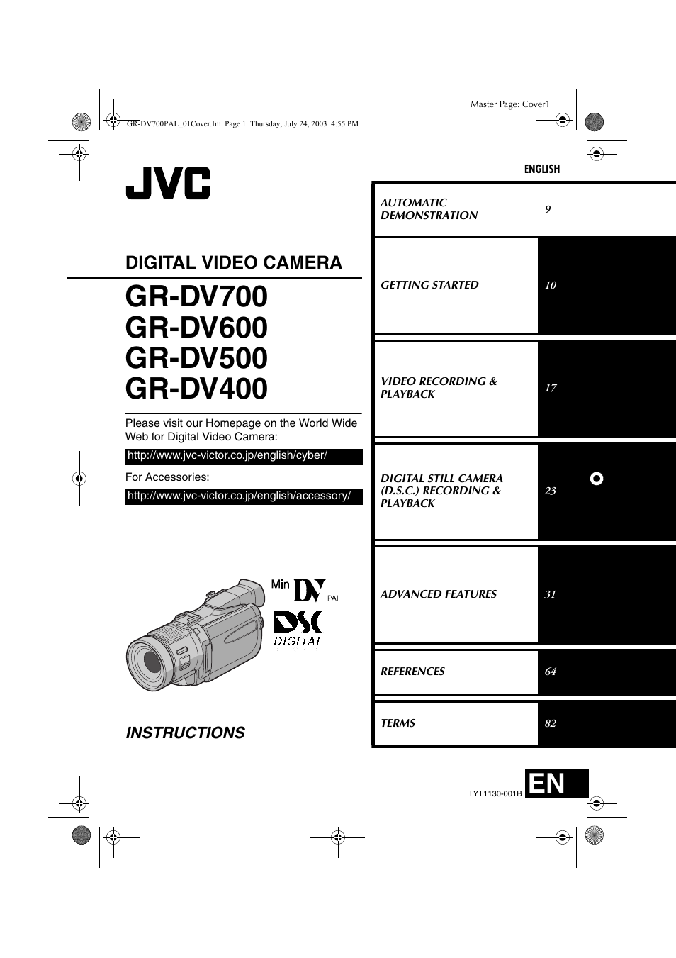 JVC GR-DV700  EN User Manual | 84 pages