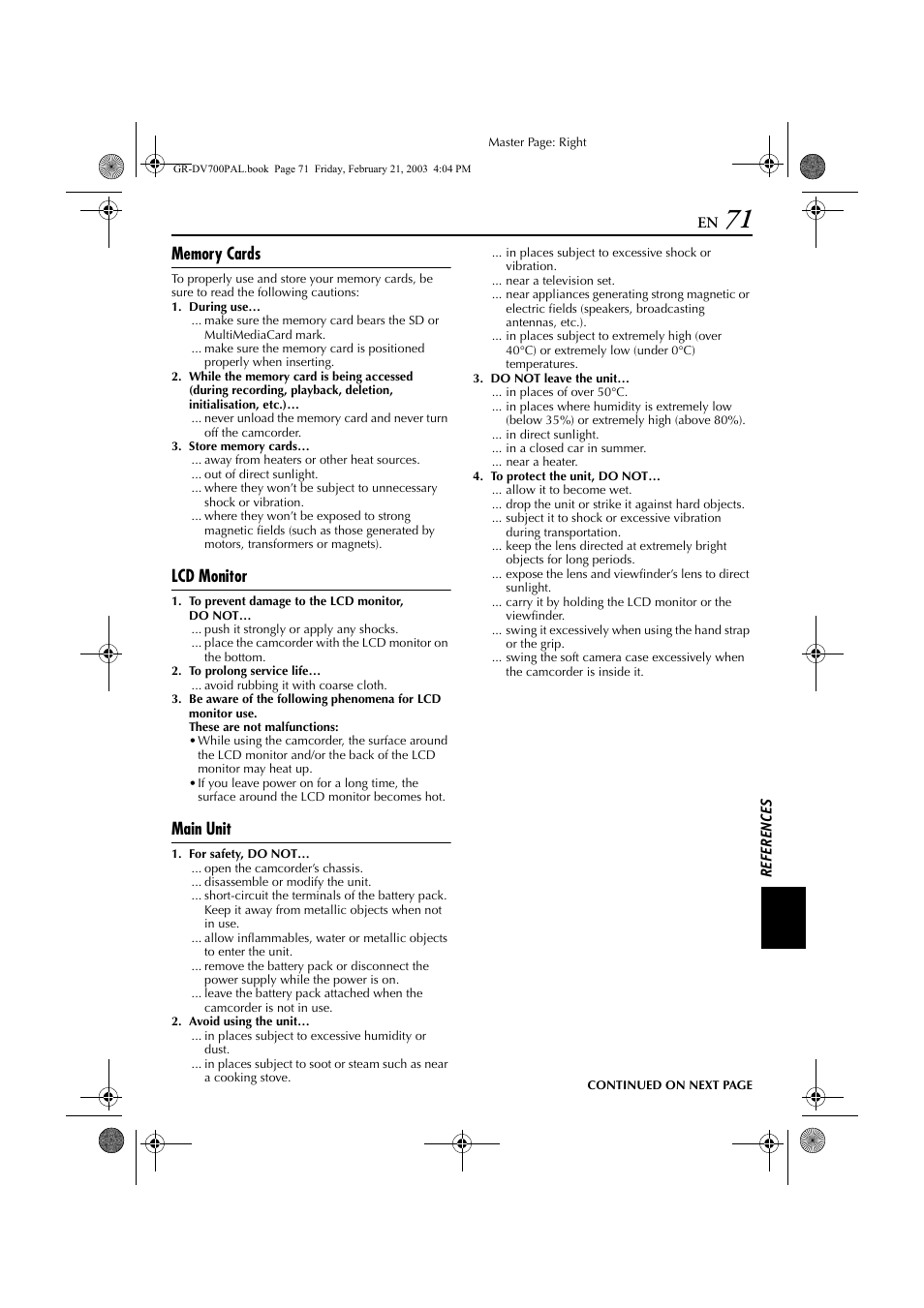 Lcd monitor, Main unit | JVC GR-DV700  EN User Manual | Page 71 / 84