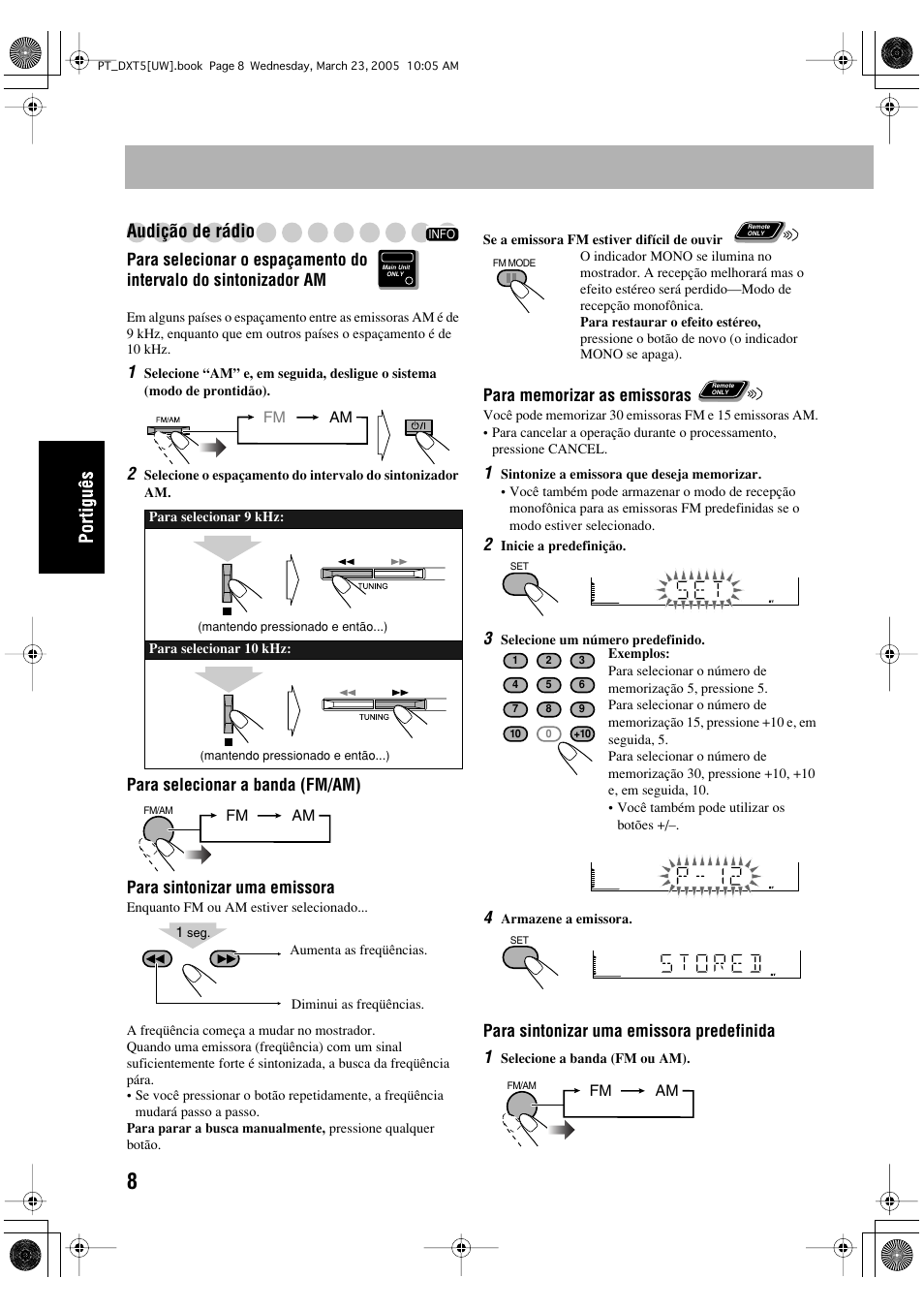 Audição de rádio | JVC DX-T5 User Manual | Page 104 / 145