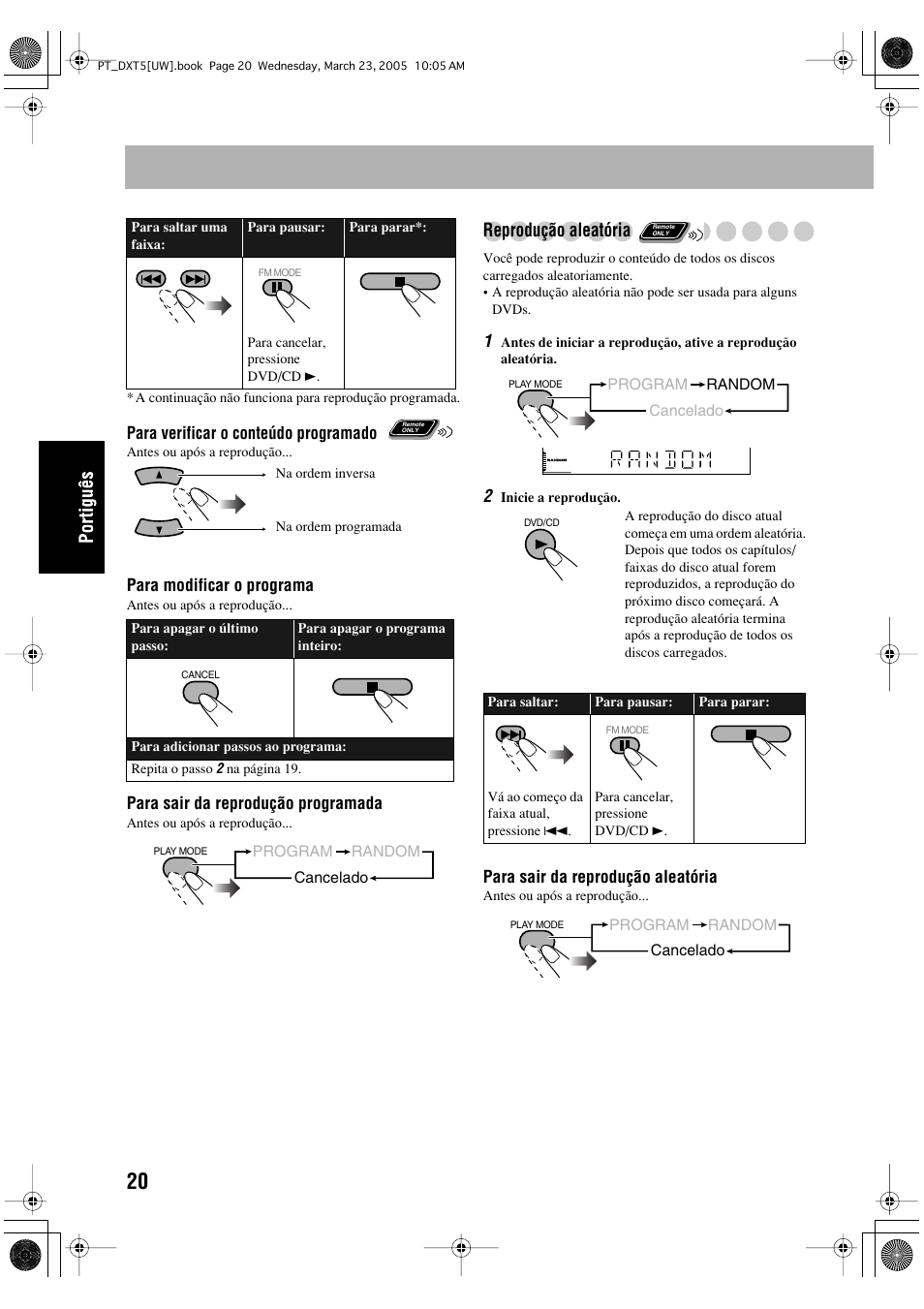 Reprodução aleatória | JVC DX-T5 User Manual | Page 116 / 145