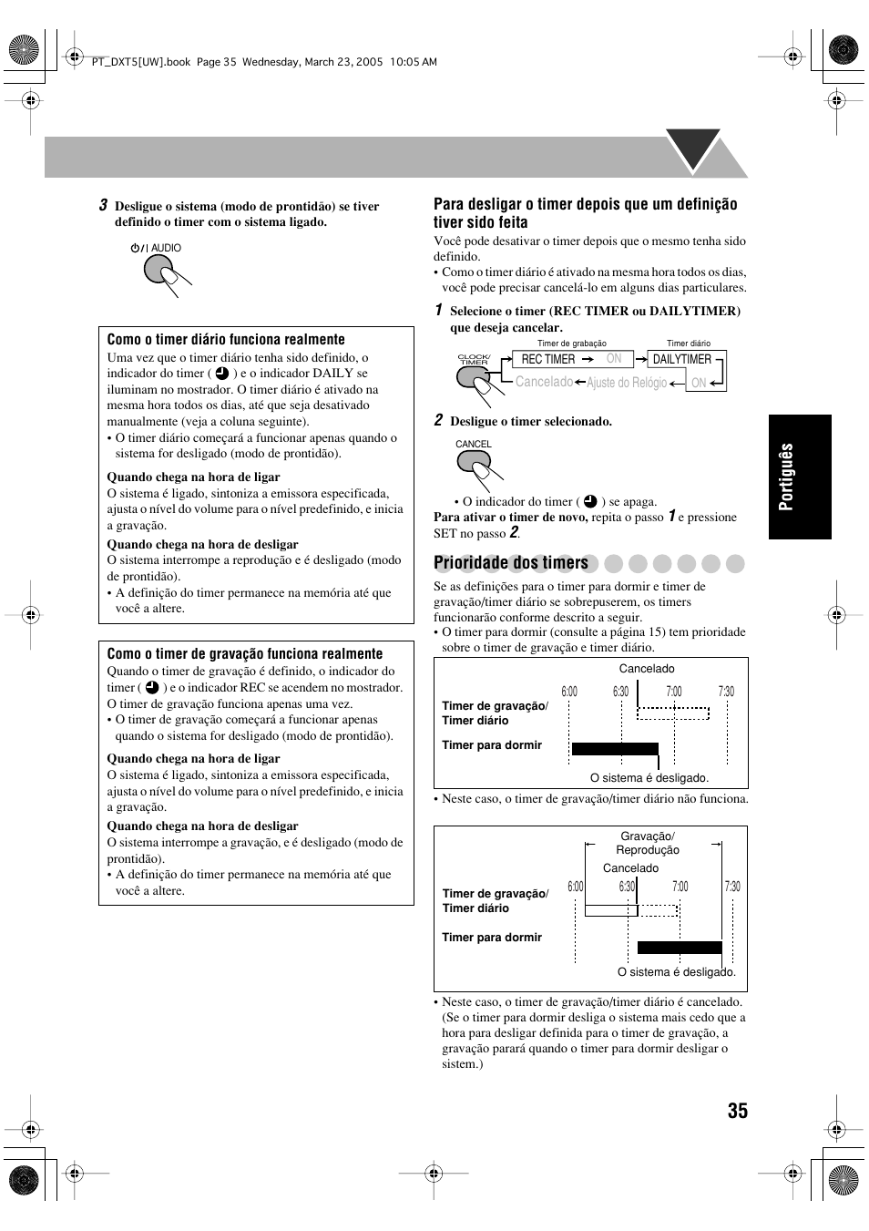 Prioridade dos timers | JVC DX-T5 User Manual | Page 131 / 145