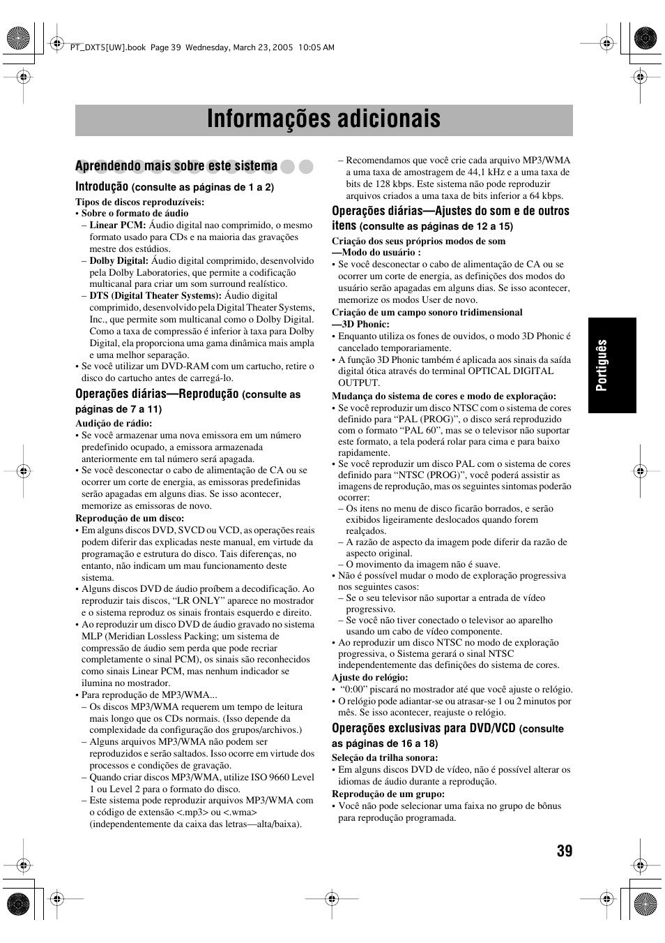 Informações adicionais, Aprendendo mais sobre este sistema | JVC DX-T5 User Manual | Page 135 / 145