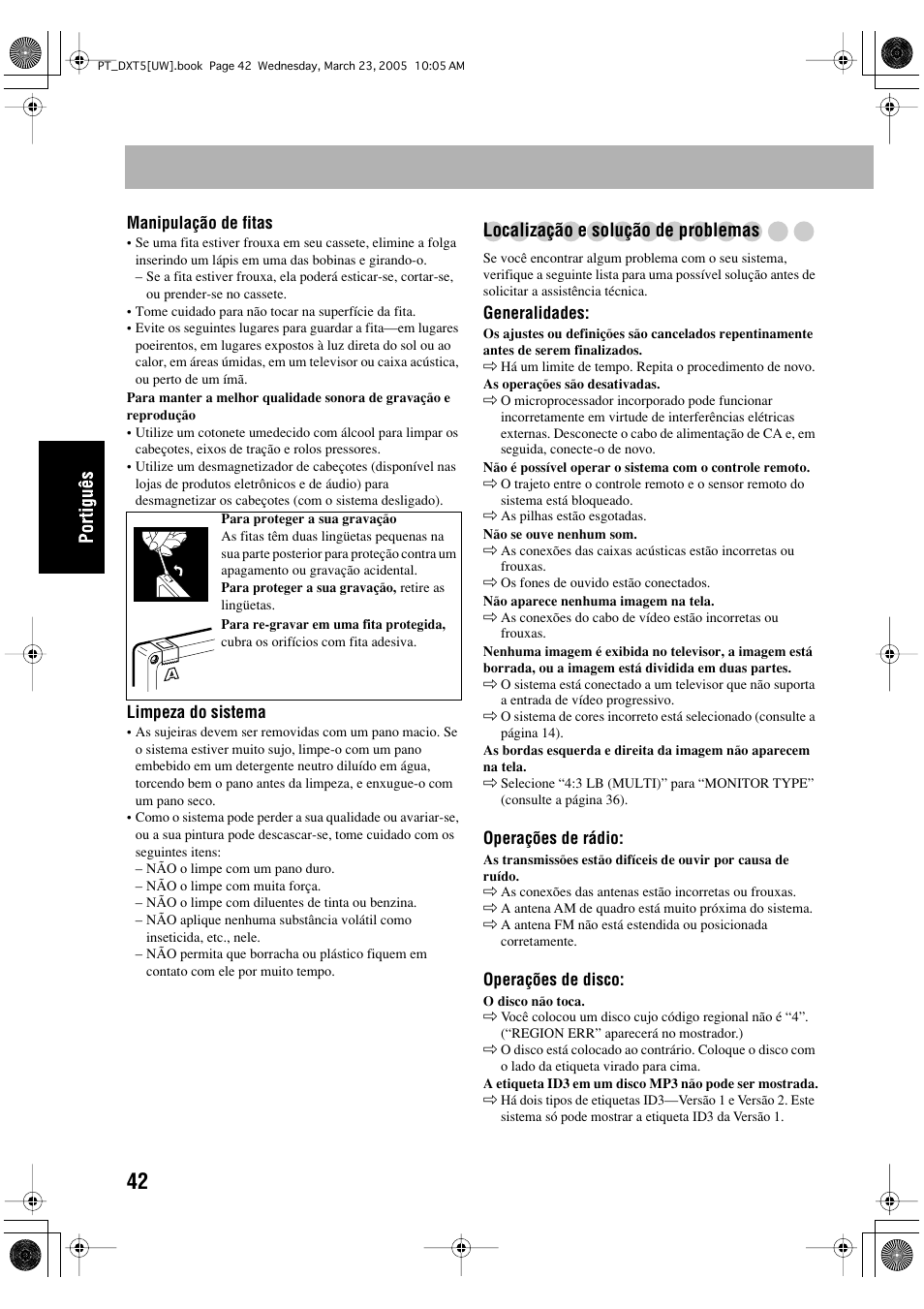 Localização e solução de problemas | JVC DX-T5 User Manual | Page 138 / 145