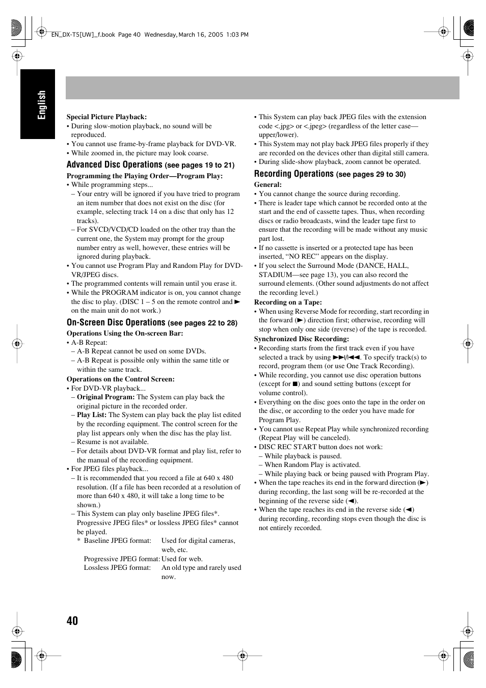 English | JVC DX-T5 User Manual | Page 44 / 145