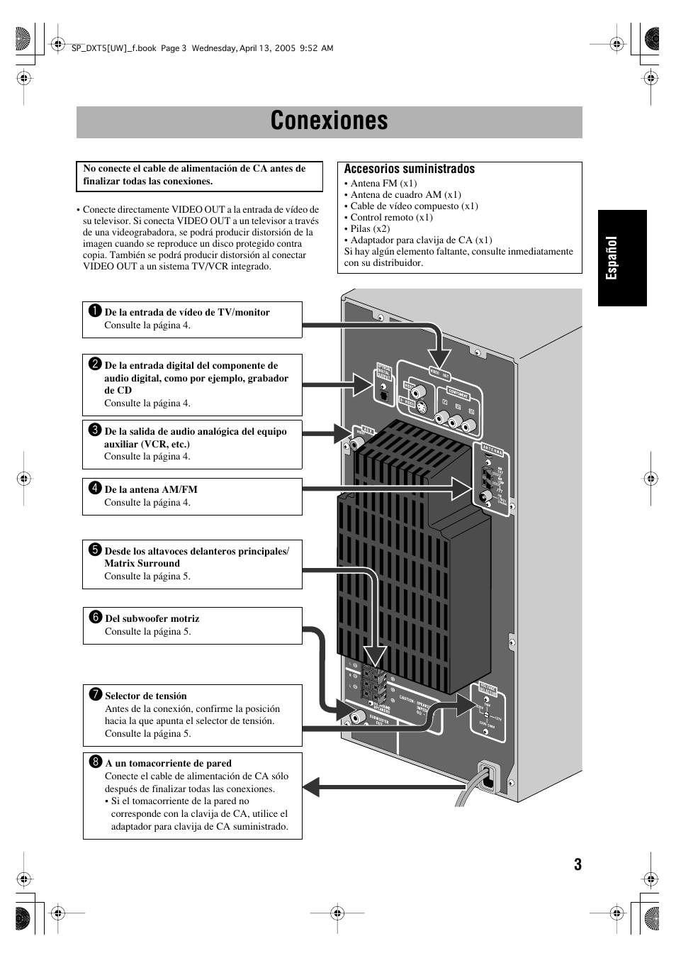Conexiones | JVC DX-T5 User Manual | Page 53 / 145