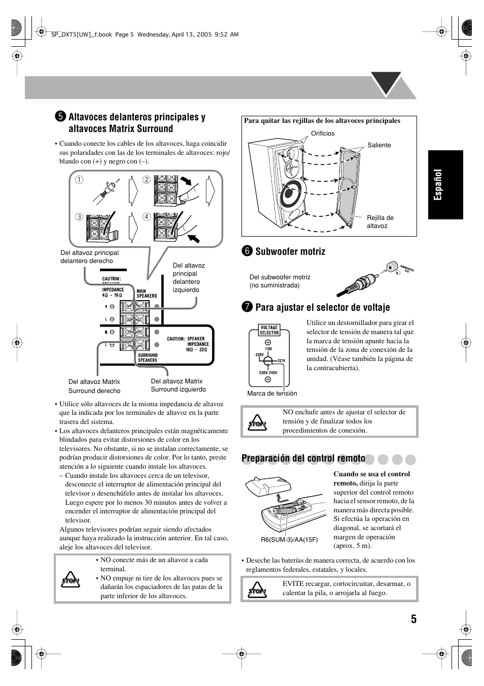 Subwoofer motriz | JVC DX-T5 User Manual | Page 55 / 145