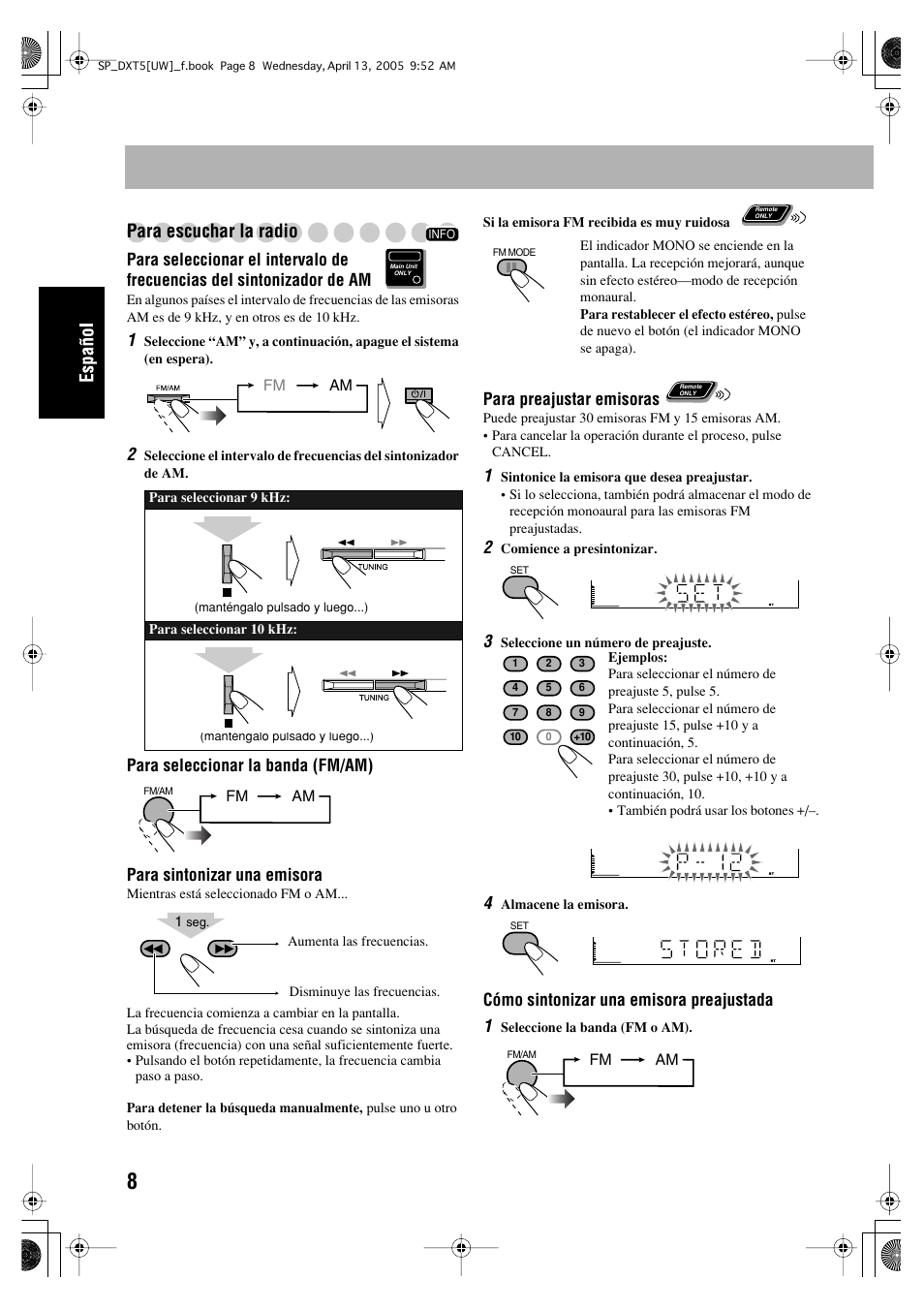 Para escuchar la radio | JVC DX-T5 User Manual | Page 58 / 145