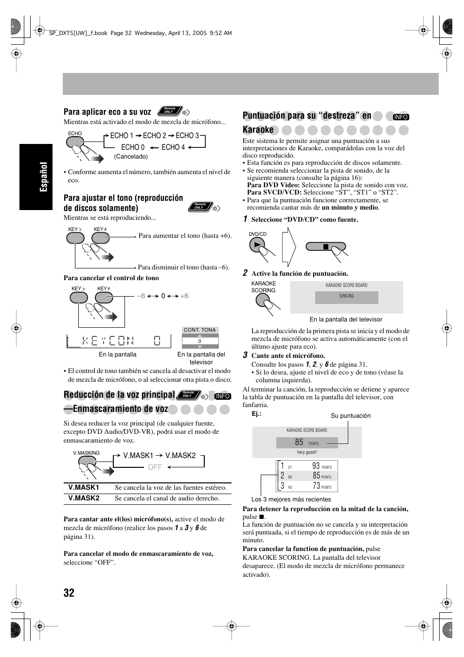 Puntuación para su “destreza” en karaoke | JVC DX-T5 User Manual | Page 82 / 145