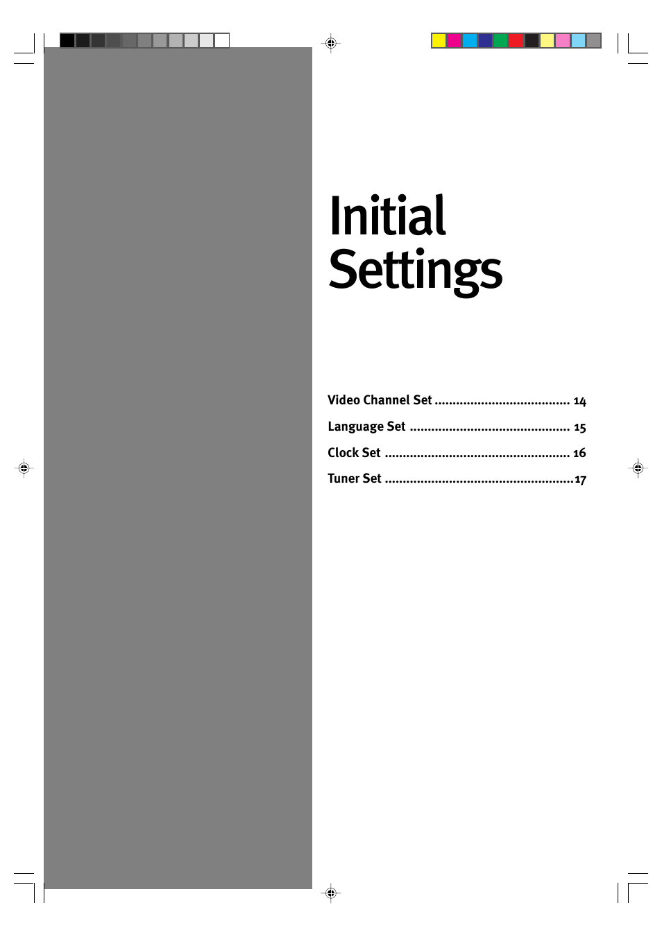 Initial settings | JVC HR-J295EK User Manual | Page 13 / 52