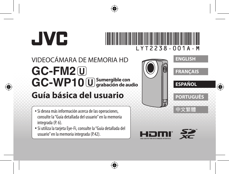 Español, Gc-fm2 gc-wp10, Guía básica del usuario | JVC 0810YMH-AL-VM User Manual | Page 19 / 45