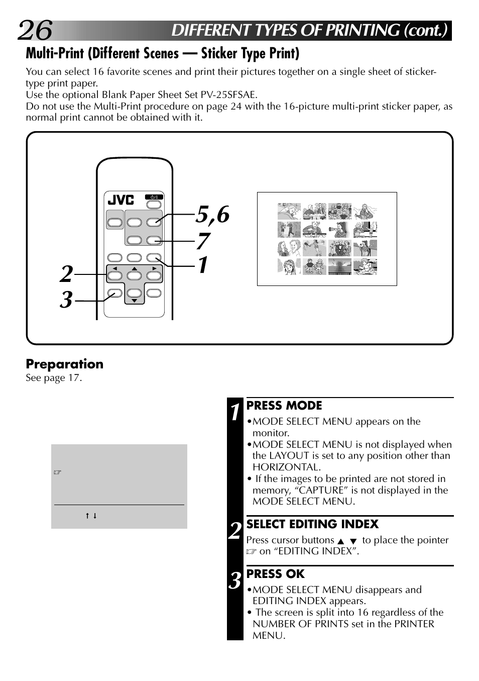 Different types of printing (cont.) | JVC GV-PT2 User Manual | Page 27 / 75