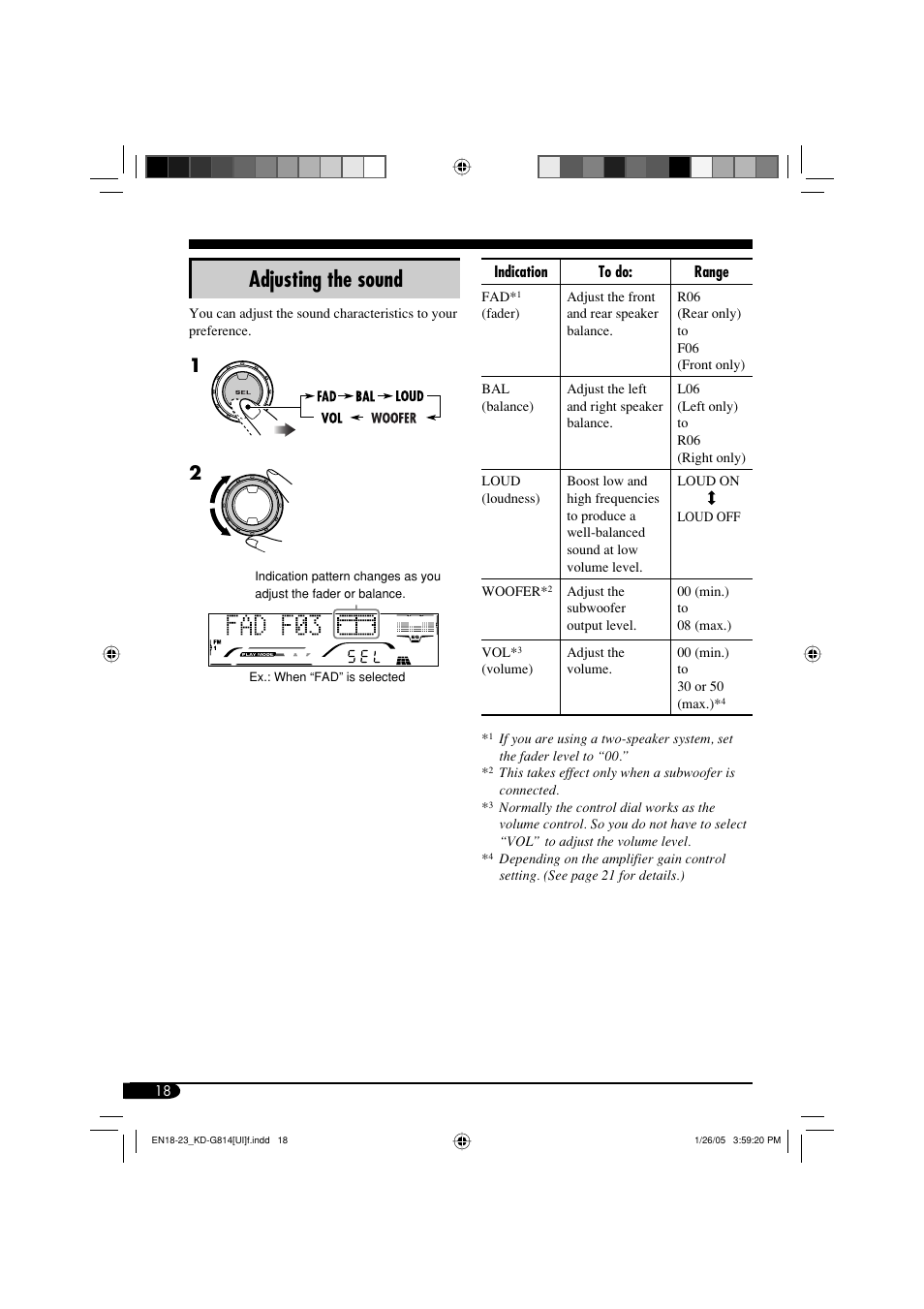 Adjusting the sound | JVC KD-G814 User Manual | Page 18 / 34