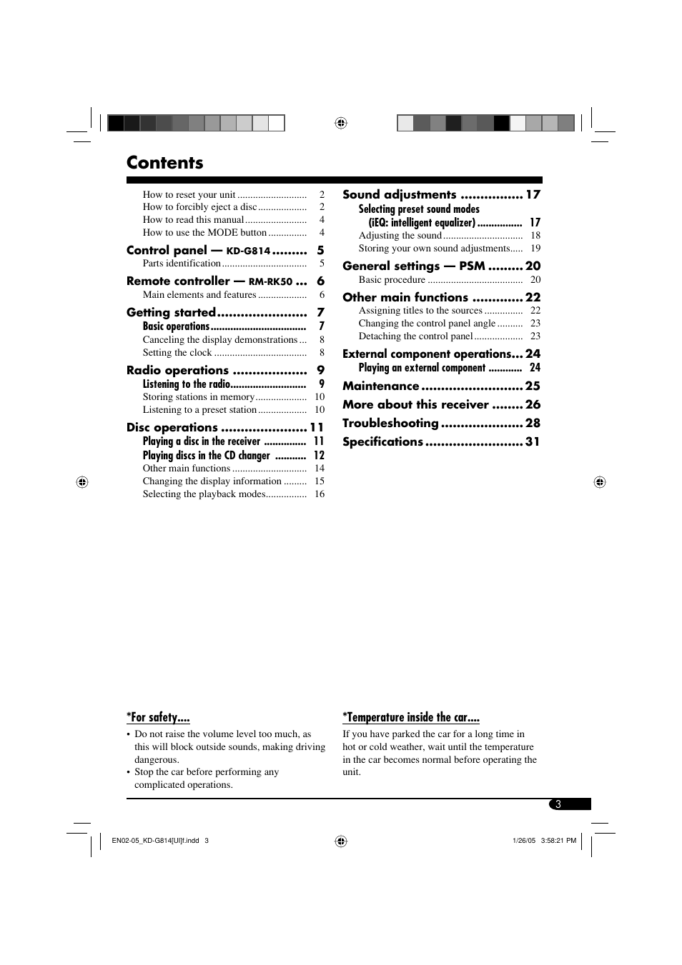 JVC KD-G814 User Manual | Page 3 / 34