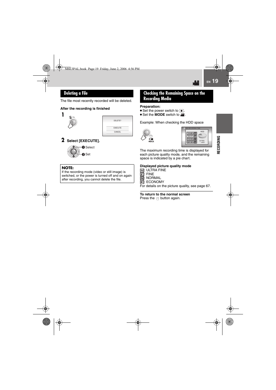 Deleting a file | JVC Everio GZ-MG36E/EK User Manual | Page 19 / 72