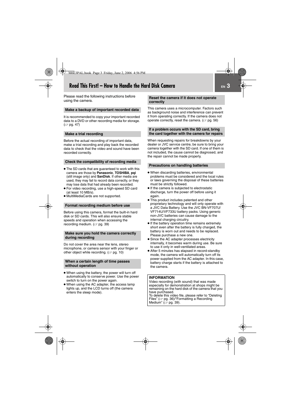 JVC Everio GZ-MG36E/EK User Manual | Page 3 / 72
